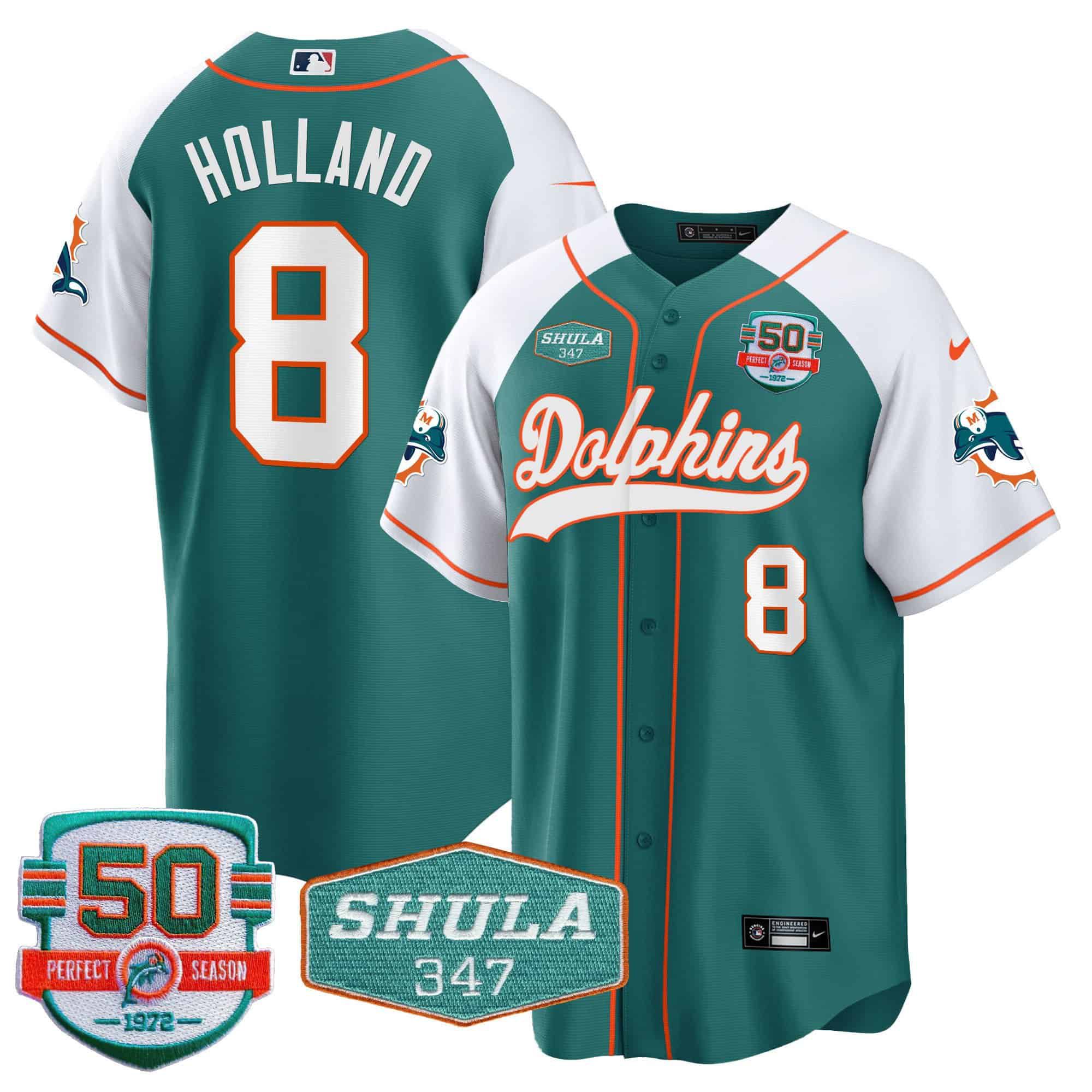Men Miami Dolphins #8 Holland Green 2024 Nike 50th Don Shula Memorial Patch Baseball NFL Jersey->indianapolis colts->NFL Jersey